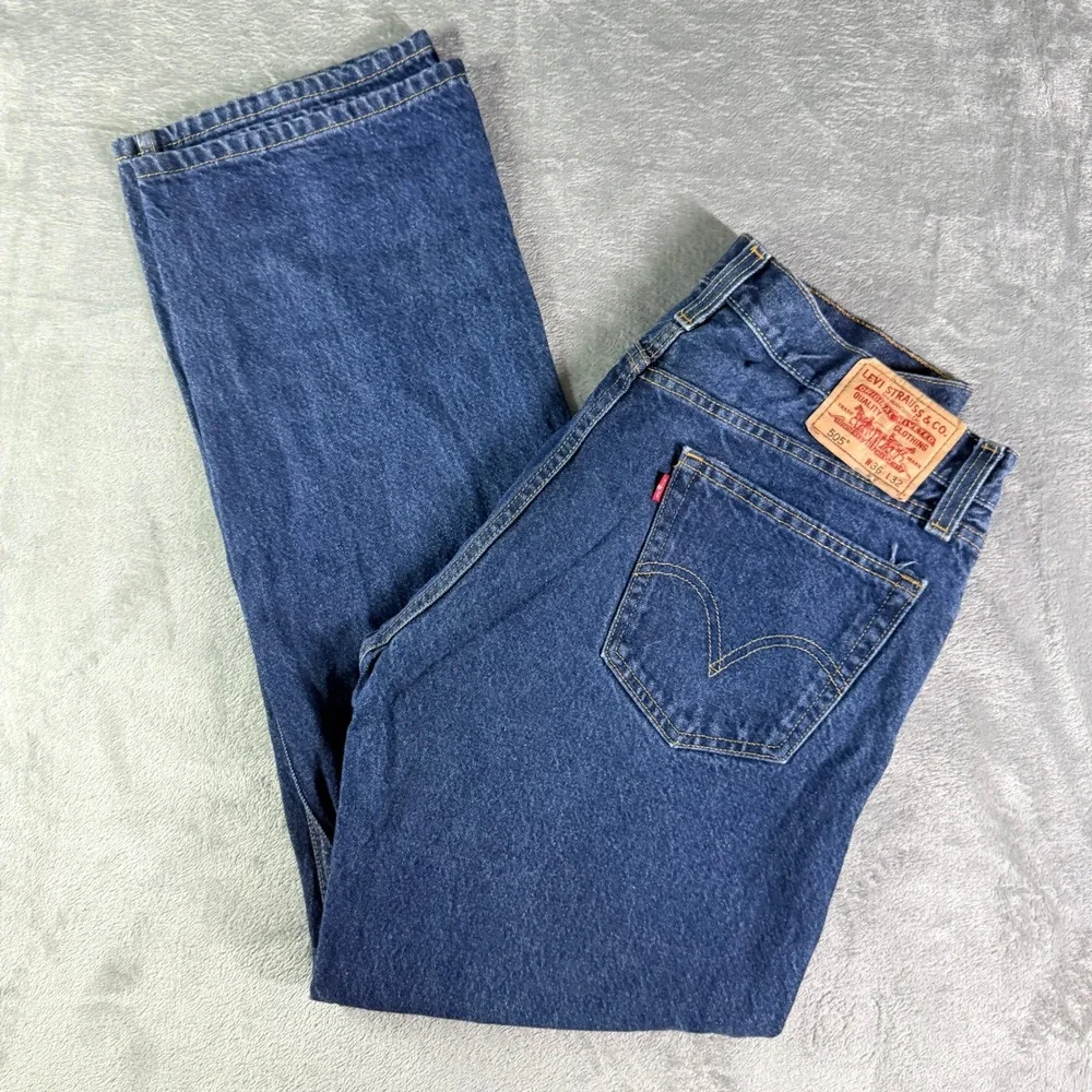Levi Y2K 505 Jeans Mens 36x32 Dark Wash Straight Fit Denim Pants